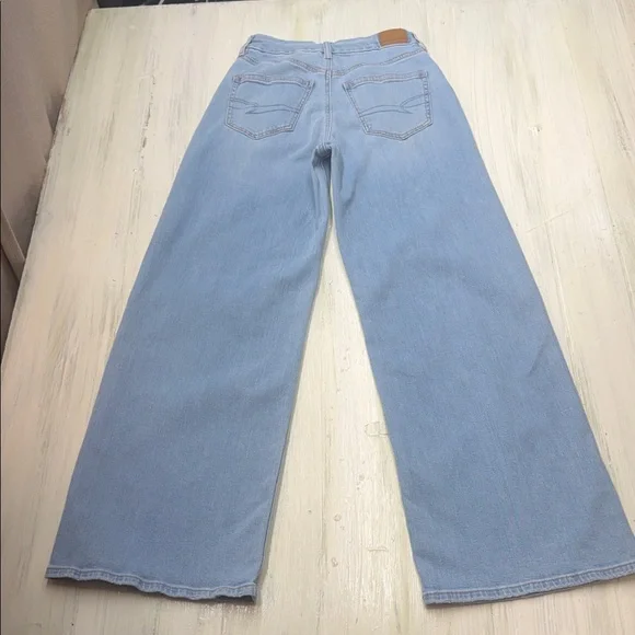 American Eagle Stretch Curvy Super High-Waisted Baggy Wide-Leg Jeans 0R - Picture 10 of 15